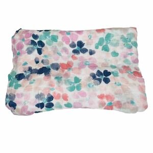 Aden & Anais watercolor flower blanket coral, navy blue, green, peach flower
